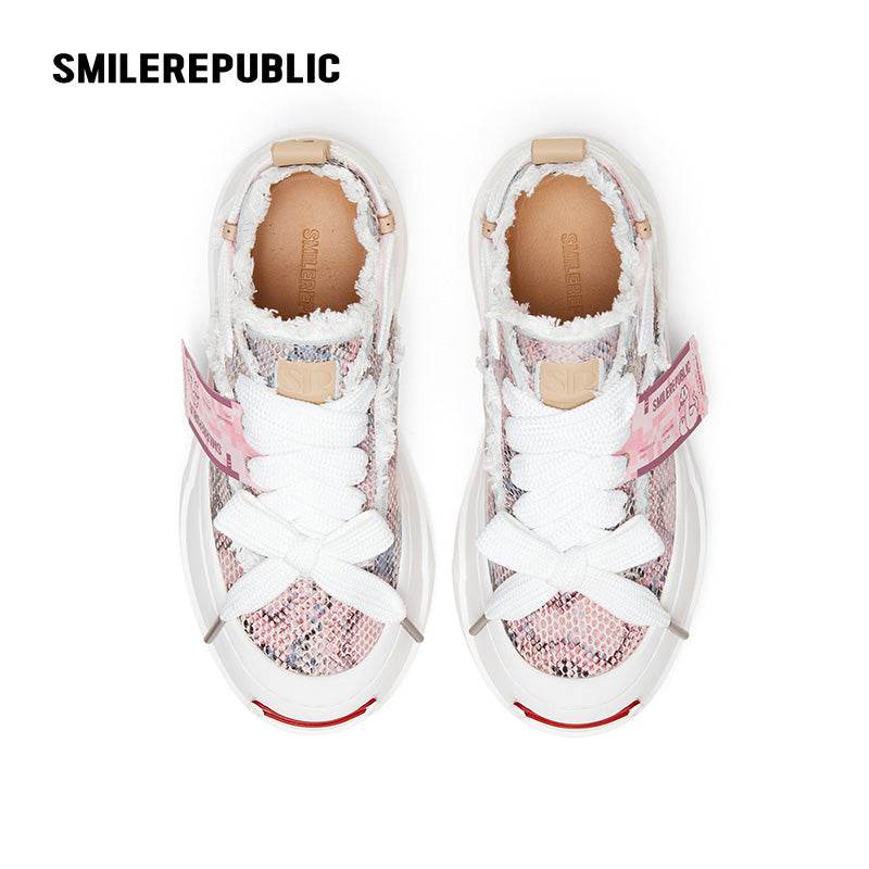 ??2025 NEW??Pink Serpentine Low Top Sneaker Canvas Shoes - SMILEREPUBLIC