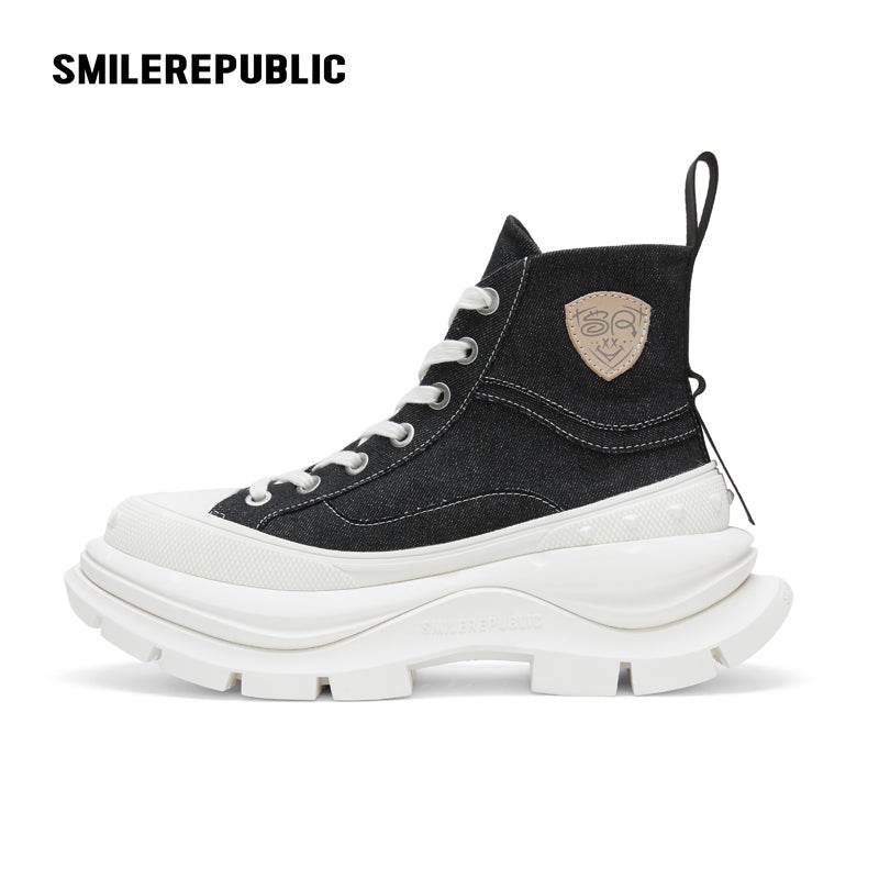 【Limited】Black White SR 2.0 High Top Canvas Shoes - SMILEREPUBLIC