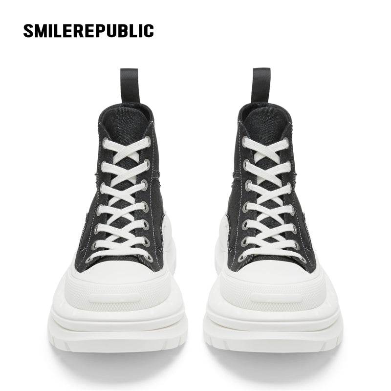 ??Limited??Black White SR 2.0 High Top Canvas Shoes - SMILEREPUBLIC