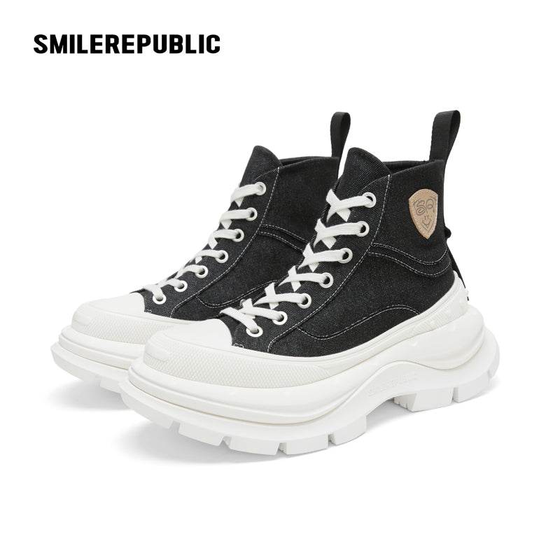 ??Limited??Black White SR 2.0 High Top Canvas Shoes - SMILEREPUBLIC