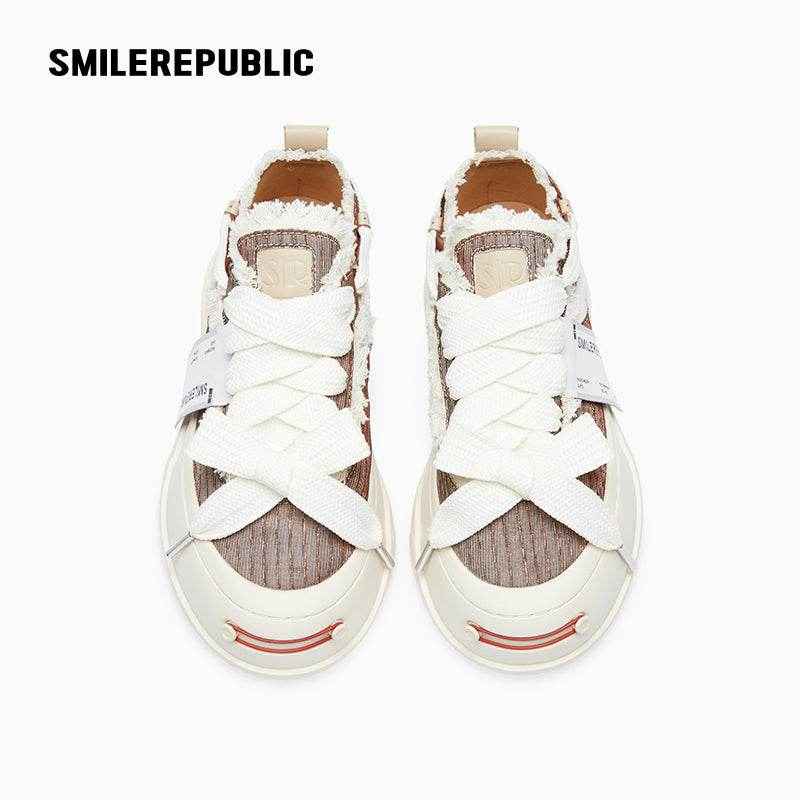 Coffee Brown Metallic Thread Textile Low-Top Platform Sneaker-SMILEREPUBLIC