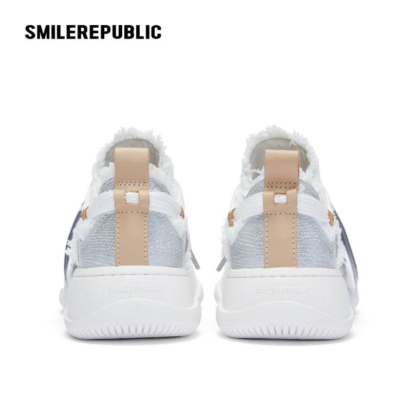 Sparkling Silver Textured Low-Top Platform Sneaker-SMILEREPUBLIC