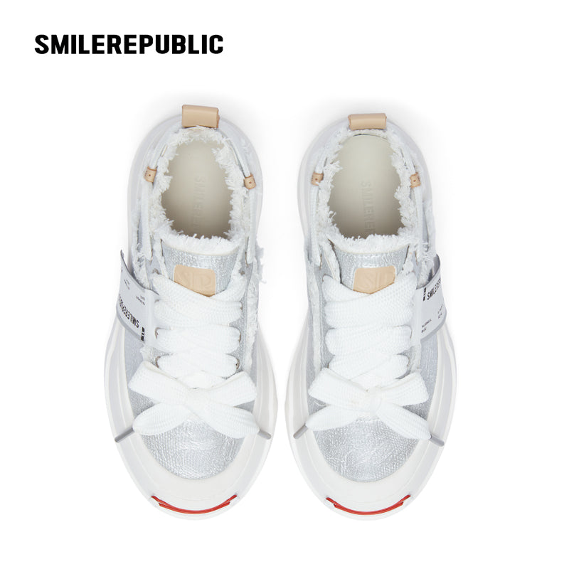 【NEW】Glitter Silver Fine Lins Low Top Sneaker
