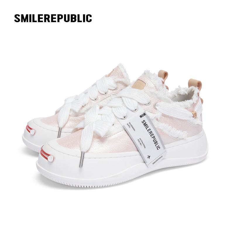 【NEW】Glitter Pink Fine Lins Low Top Sneaker - SMILEREPUBLIC