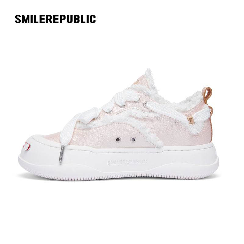 Sparkling Pink Textured Low-Top Platform Sneaker-SMILEREPUBLIC