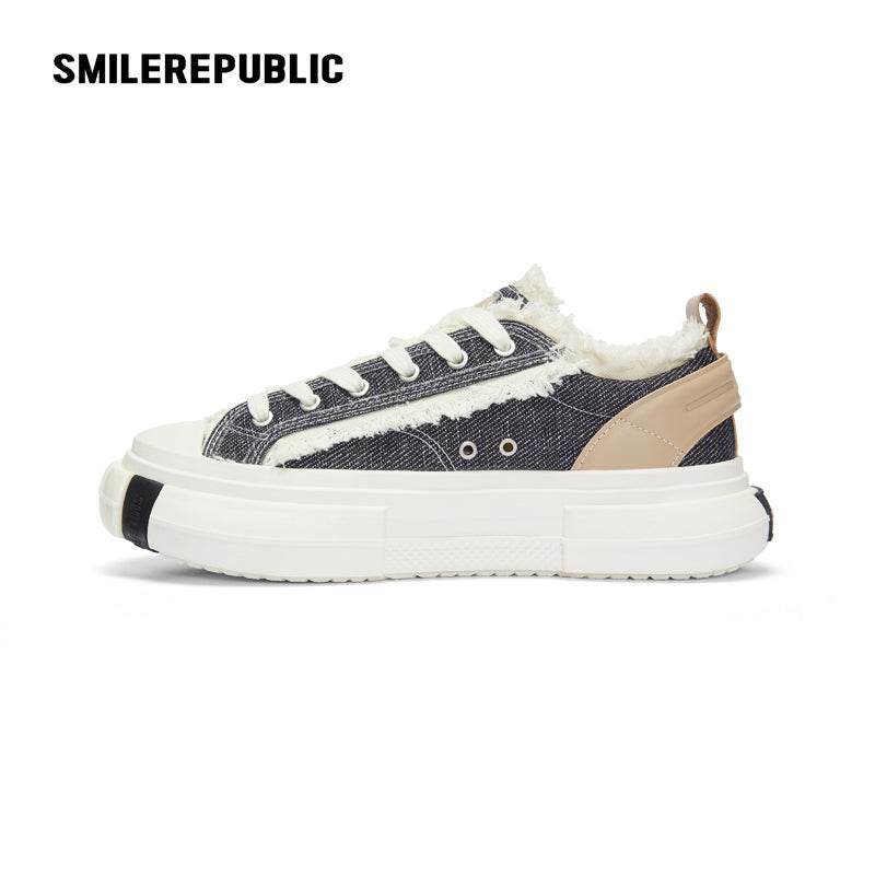 Inception 70s Silver Black Pinstripe Denim Sneakers - SMILEREPUBLIC