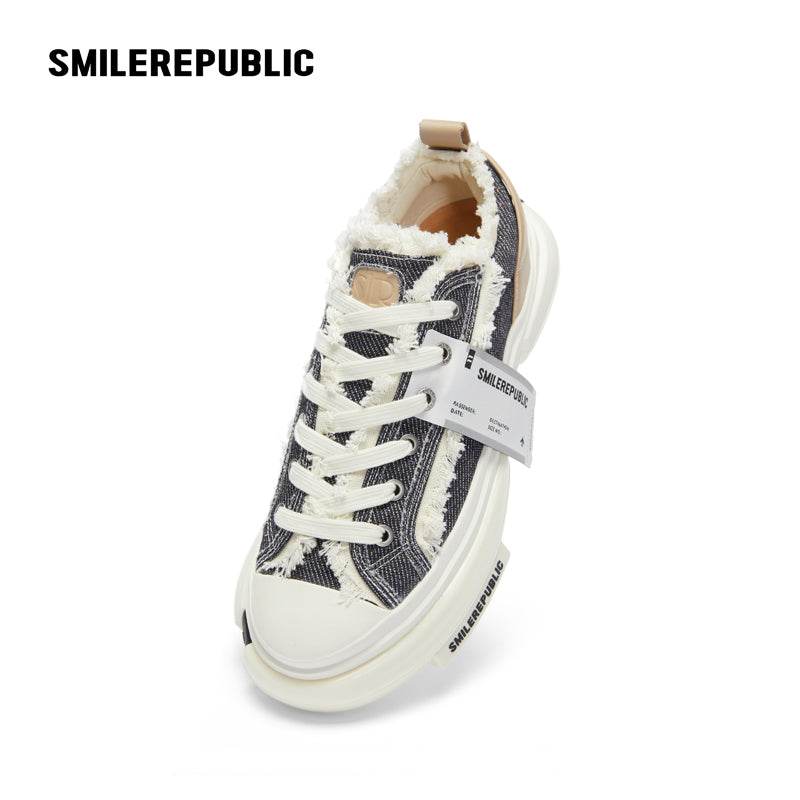 Inception 70s Silver Black Pinstripe Denim Sneakers - SMILEREPUBLIC