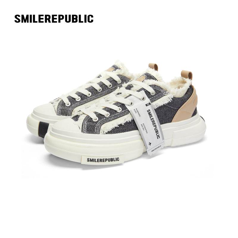 Inception 70s Silver Black Pinstripe Denim Sneakers - SMILEREPUBLIC