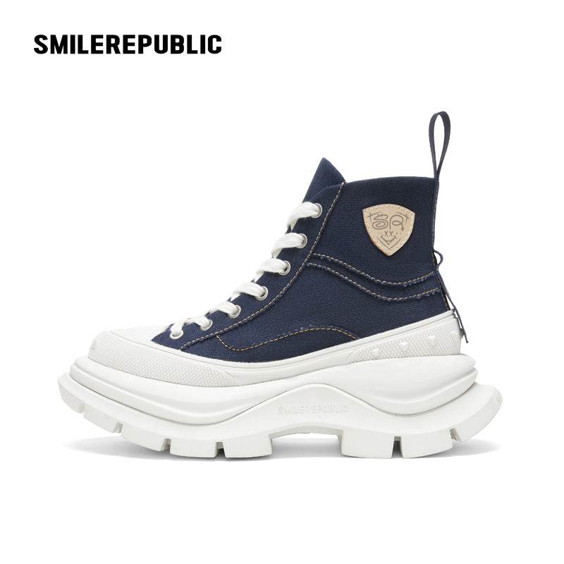 【Limited】Navy Blue SR 2.0 High Top Canvas Shoes - SMILEREPUBLIC
