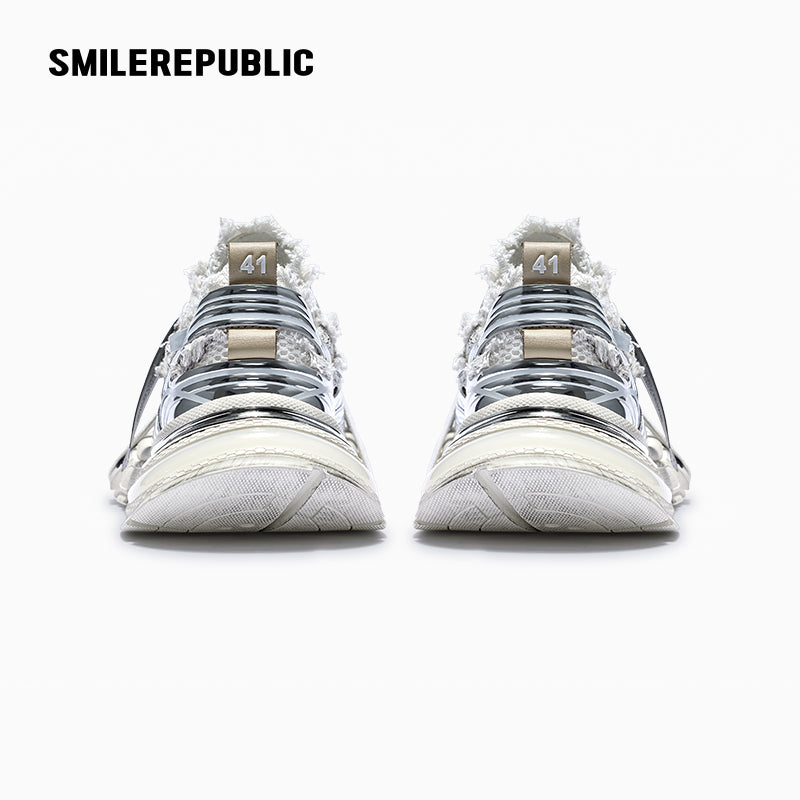 XXXS Dirty Skyline Silver Mesh Chunky Sneaker