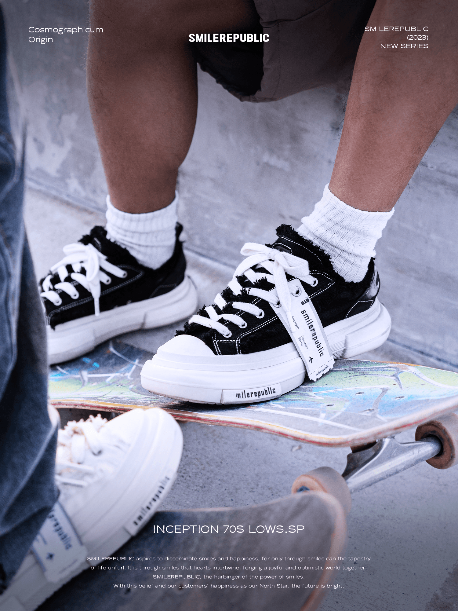Inception 70S White Black Sneaker Canvas Shoes - SMILEREPUBLIC