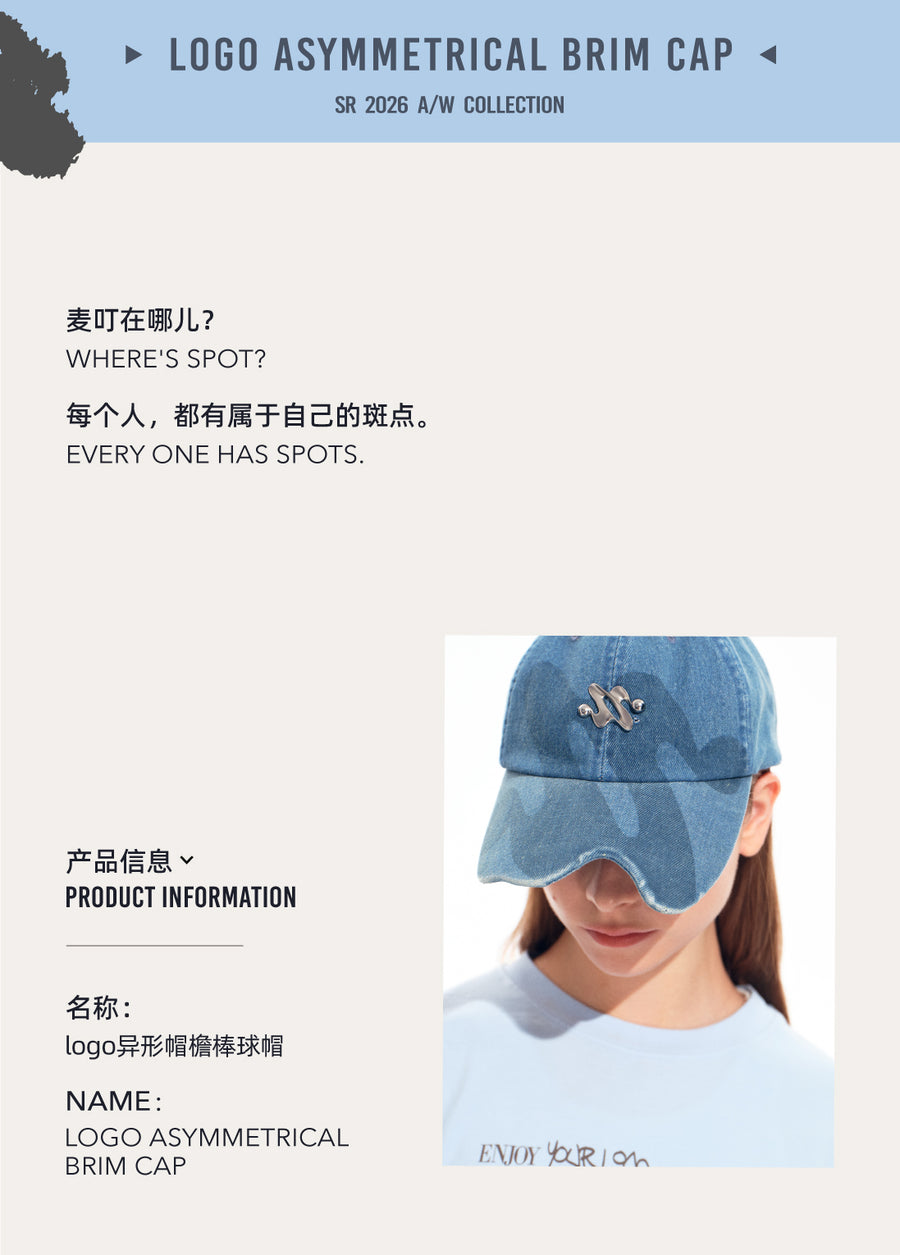 Light Blue Denim Baseball Cap with Metal Smile Logo Detail Adjustable Strap Unisex Hat 详情图 2