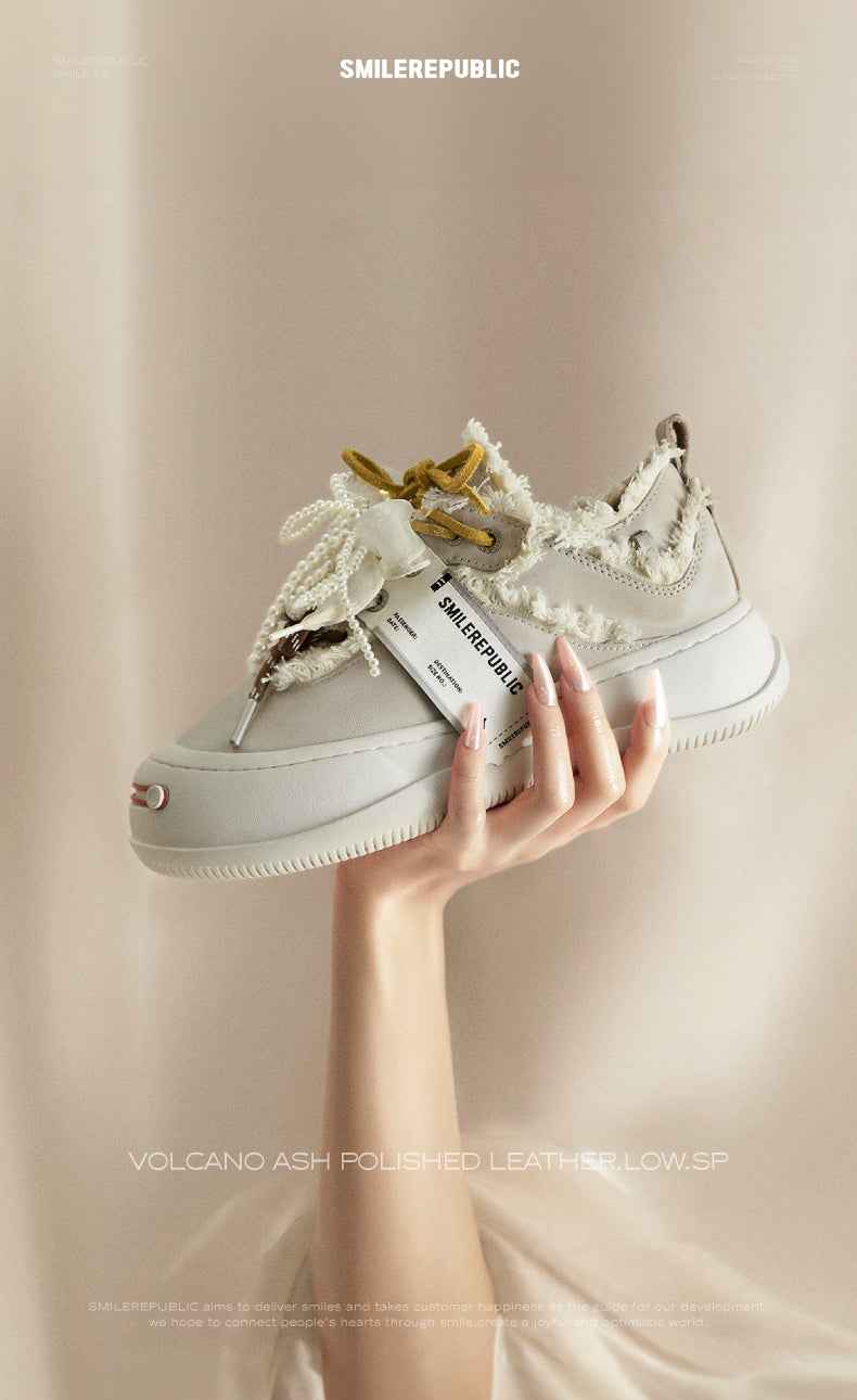 Volcano Ash Polished Leather Canvas Shoes