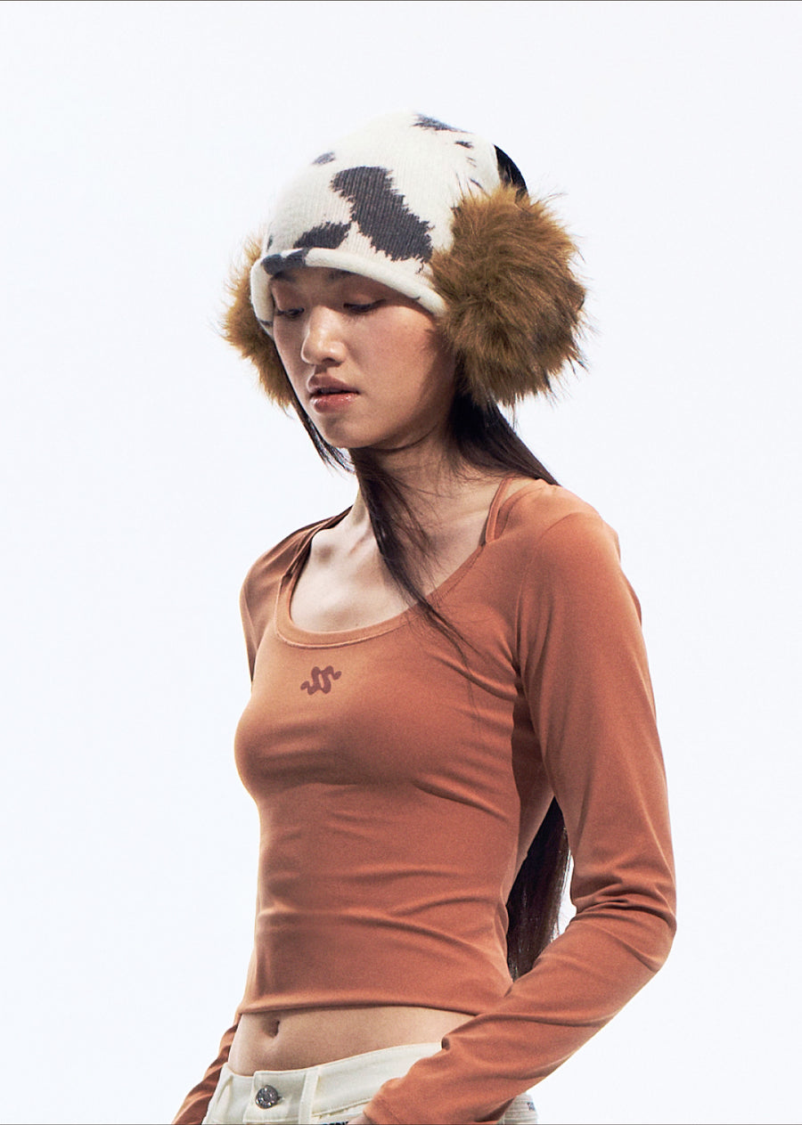 Brown Gray Slim Fit Nylon Spandex Long Sleeve Casual Top for Women, Stretchy Fitted Everyday Shirt 详情图 8