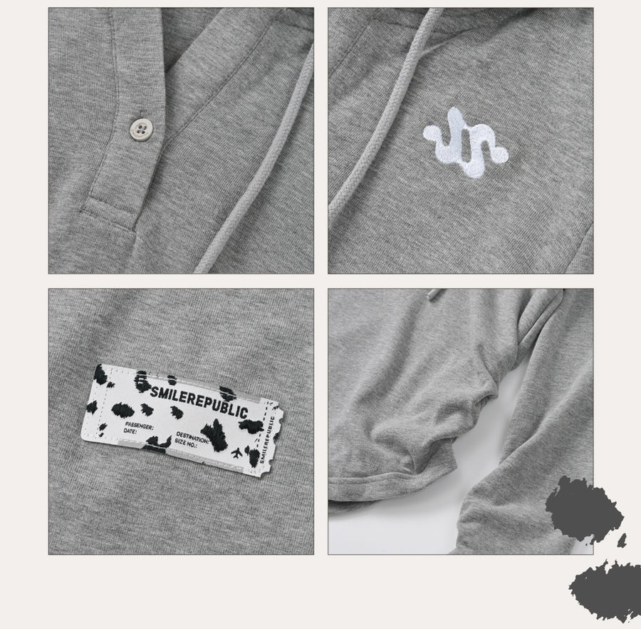 Gray Hooded Sweatshirt with 3D Ear Detail, Viscose Blend Pullover Hoodie for Women 详情图 11
