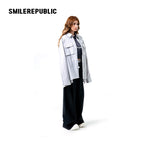 Black Wool Blend Double Waist Pleated Wide Leg Cuffed Casual Pants for Women