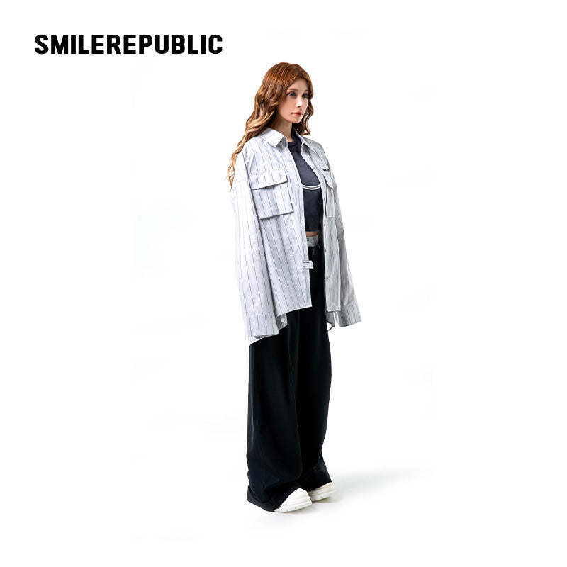 Black Wool Blend Double Waist Pleated Wide Leg Cuffed Casual Pants for Women