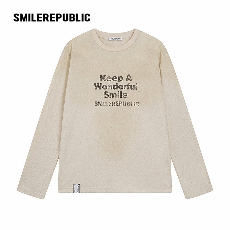 Washed Vintage Loose Fit Long Sleeve T-Shirt-SMILEREPUBLIC