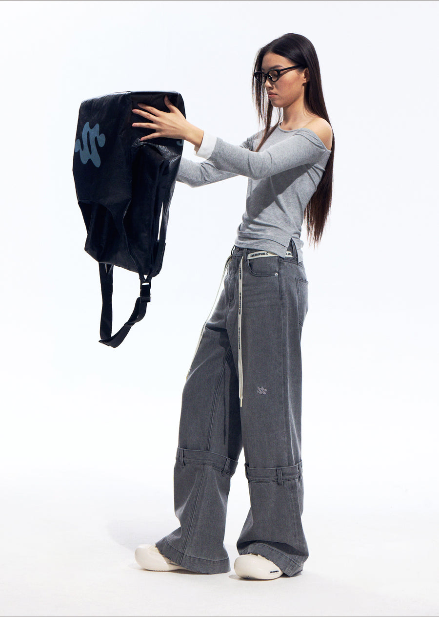Gray One Shoulder Stretch Top with Viscose Blend Fabric for Women 详情图 12