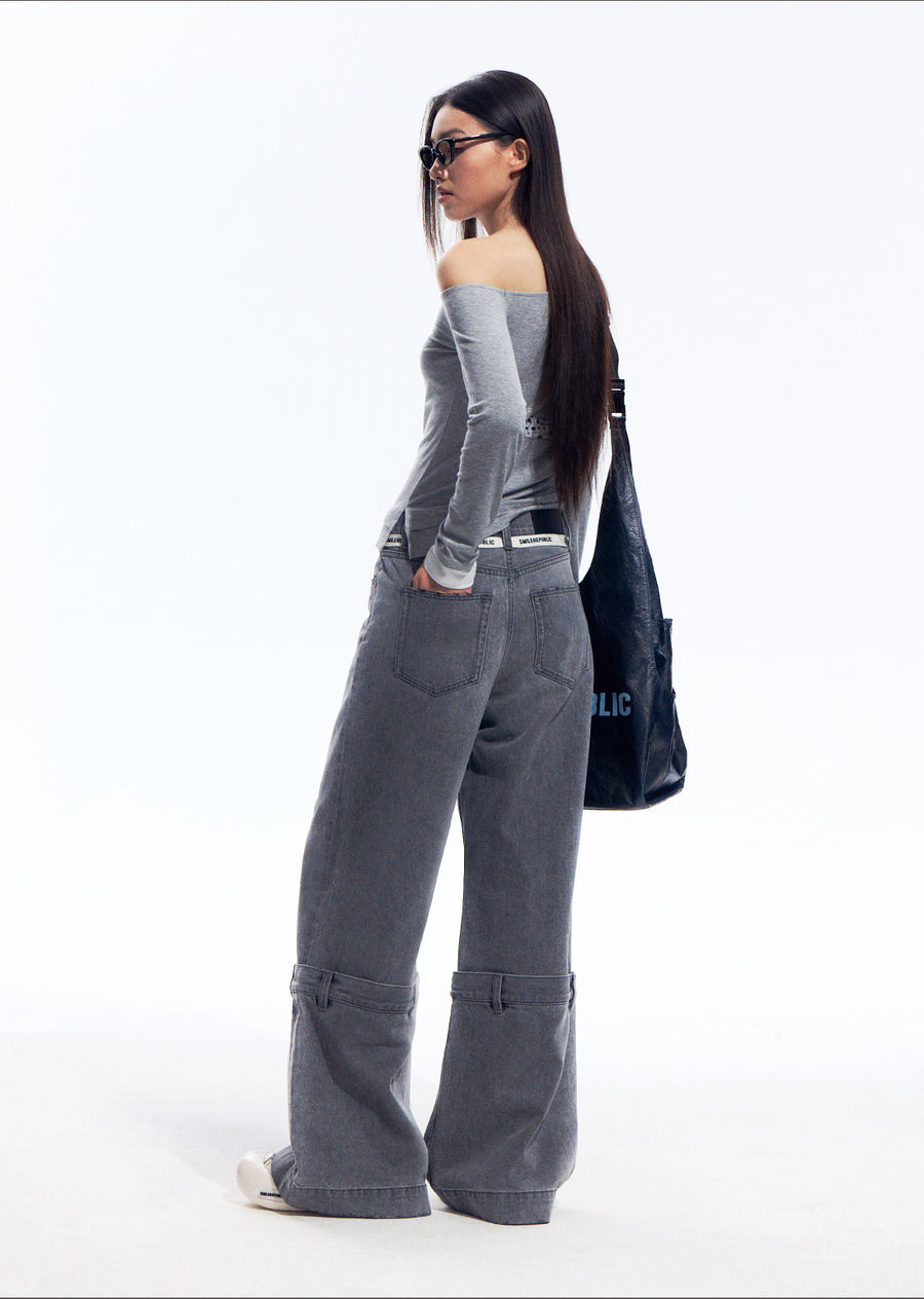 Gray One Shoulder Stretch Top with Viscose Blend Fabric for Women 详情图 13