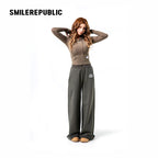 Dark Green-Gray Stretch Regenerated Cellulose Wool Blend Slim Fit Cropped Graphic Hoodie for Women