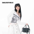 Corset Printed Long Sleeve Top