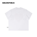 White 100% Cotton Oversized T-Shirt with LOVE Heart Graphic, Crew Neck Short Sleeve Tee