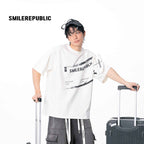 White Large Airplane Ticket Graphic Prin