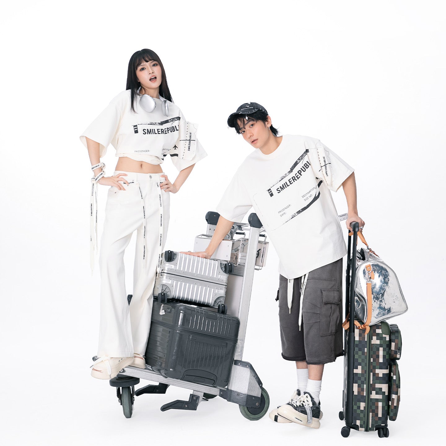 Large Airplane Ticket Print Tee