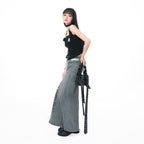Black Zip-Front Fitted Halter Top with Decorative Pocket Details for Women