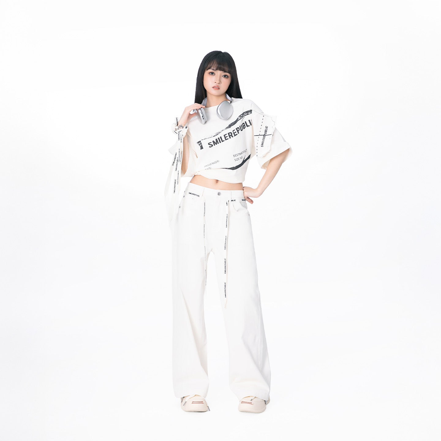 Large Airplane Ticket Print Tee