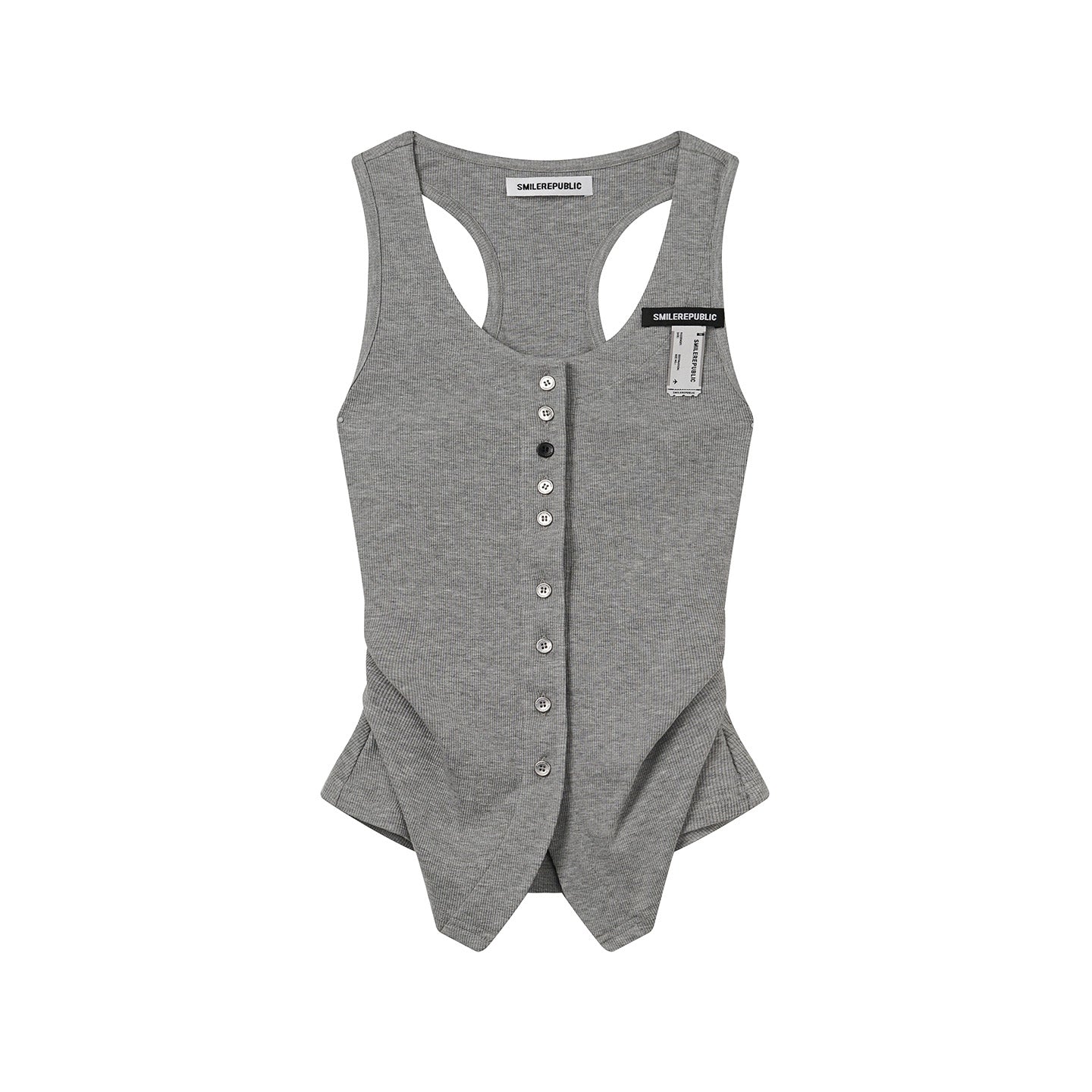 Fitted Logo Tag Detail Tank Top-SMILEREPUBLIC