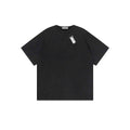 Washed Black 100% Cotton Double-Layer Crewneck Short Sleeve T-Shirt, Casual Everyday Tee