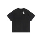 Washed Black 100% Cotton Double-Layer Crewneck Short Sleeve T-Shirt, Casual Everyday Tee