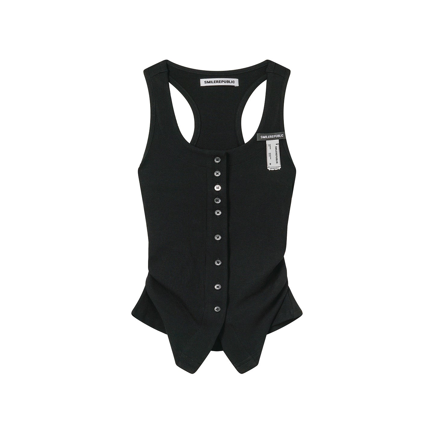 Fitted Logo Tag Detail Tank Top-SMILEREPUBLIC