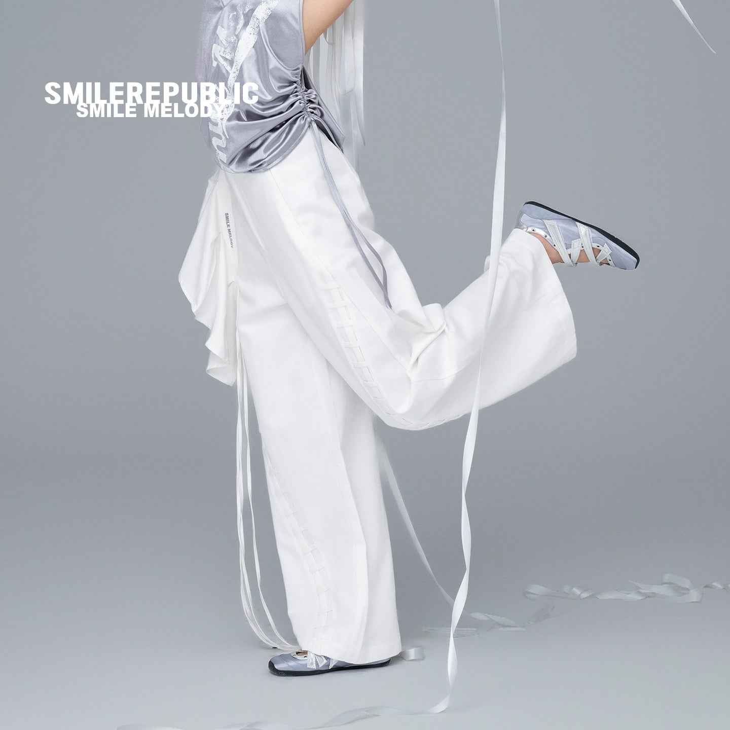 Detachable Pleated Skirt with Wide-Leg Trousers
