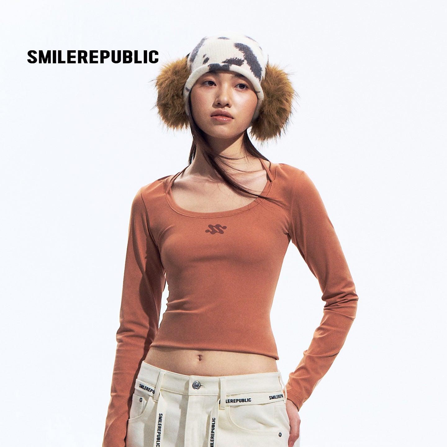 Brown Gray Slim Fit Nylon Spandex Long Sleeve Casual Top for Women, Stretchy Fitted Everyday Shirt