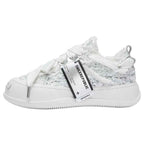 Silver Textured Low Top Sneakers, Unisex Lace Up Casual Shoes