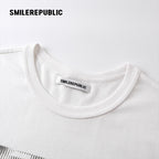 Washed Charcoal Gray/White 100% Cotton Gradient Letter Back Print Short Sleeve T-Shirt
