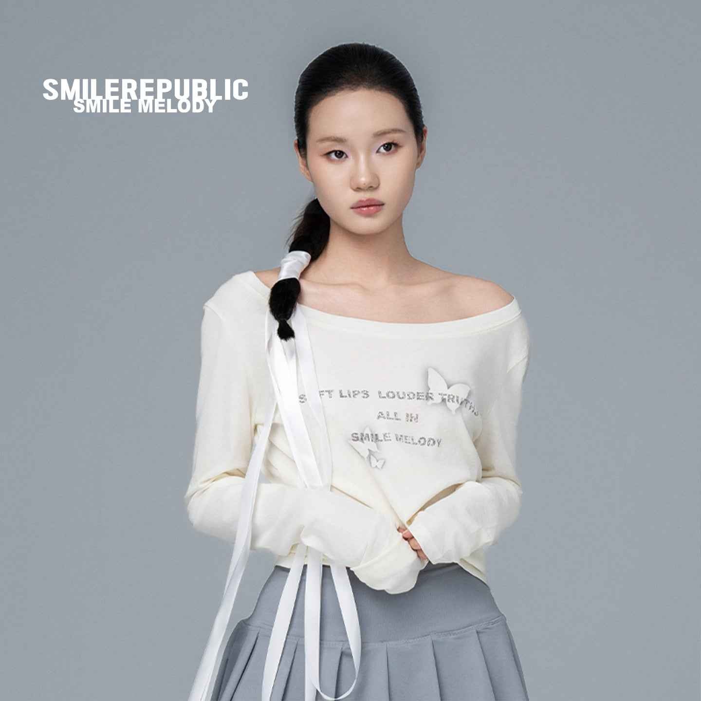 Butterfly Print Long-Sleeve T-Shirt