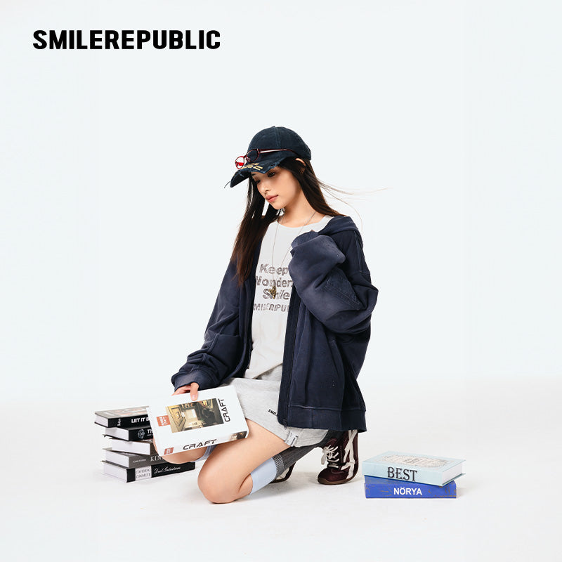 Crystal Hotfix Sweatshirt Jacket-SMILEREPUBLIC