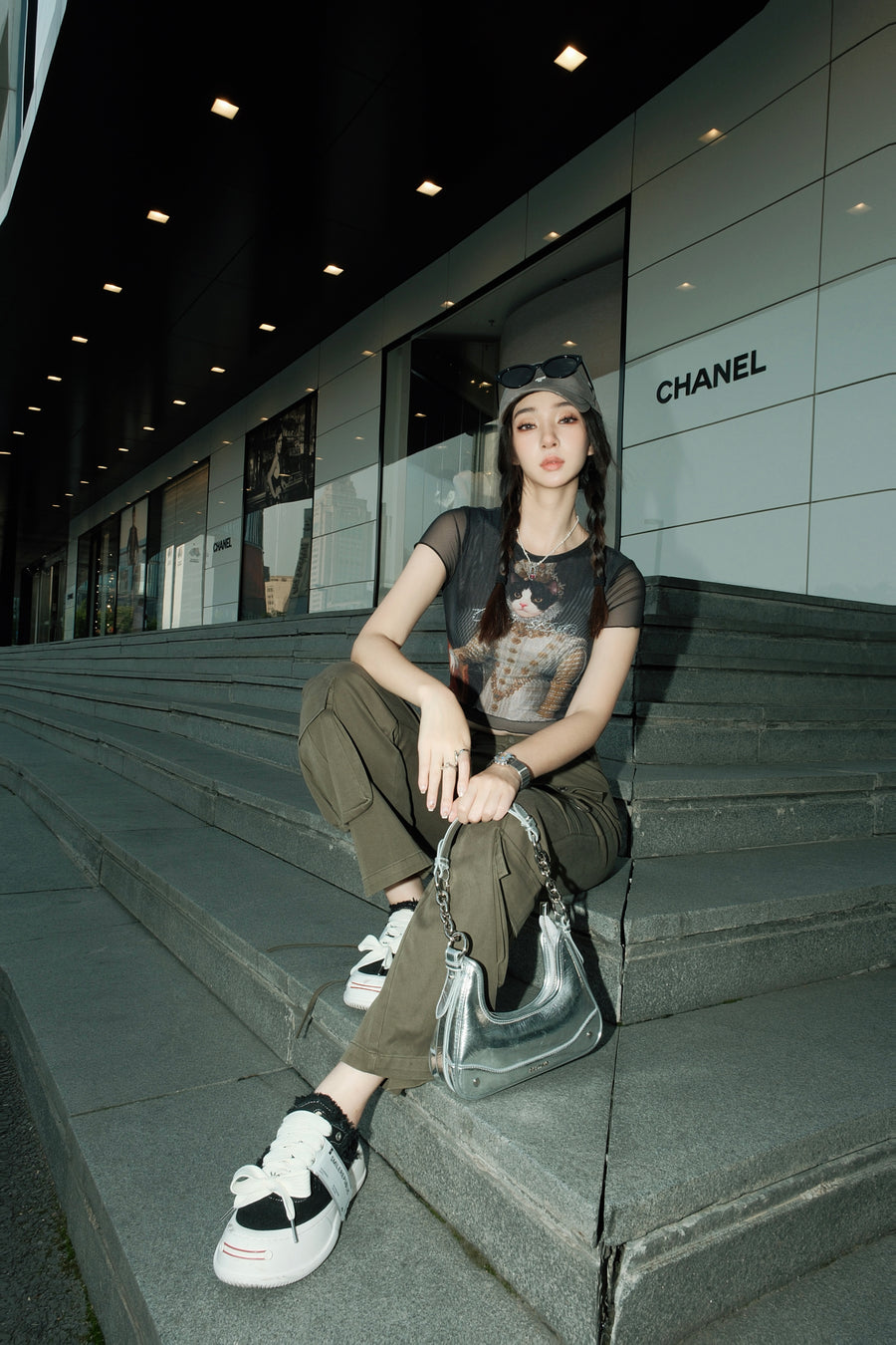 Black Frayed Canvas Platform Sneaker Mules, Unisex Lace Up Backless Shoes 详情图 6
