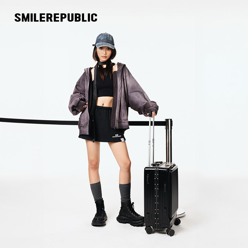 Crystal Hotfix Sweatshirt Jacket-SMILEREPUBLIC