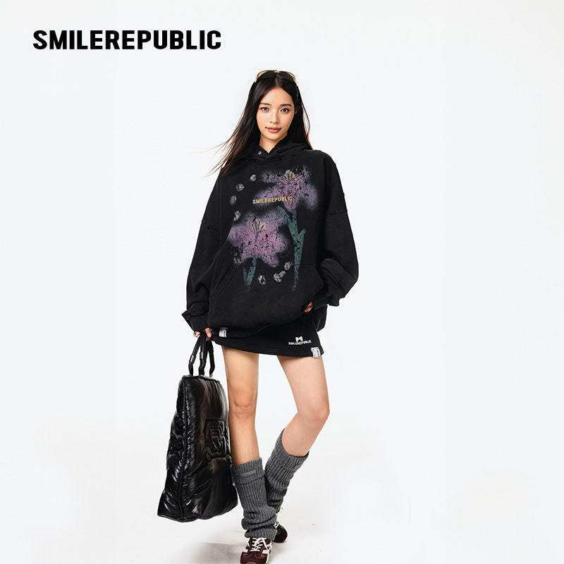 Printed Oversized Hoodie-SMILEREPUBLIC