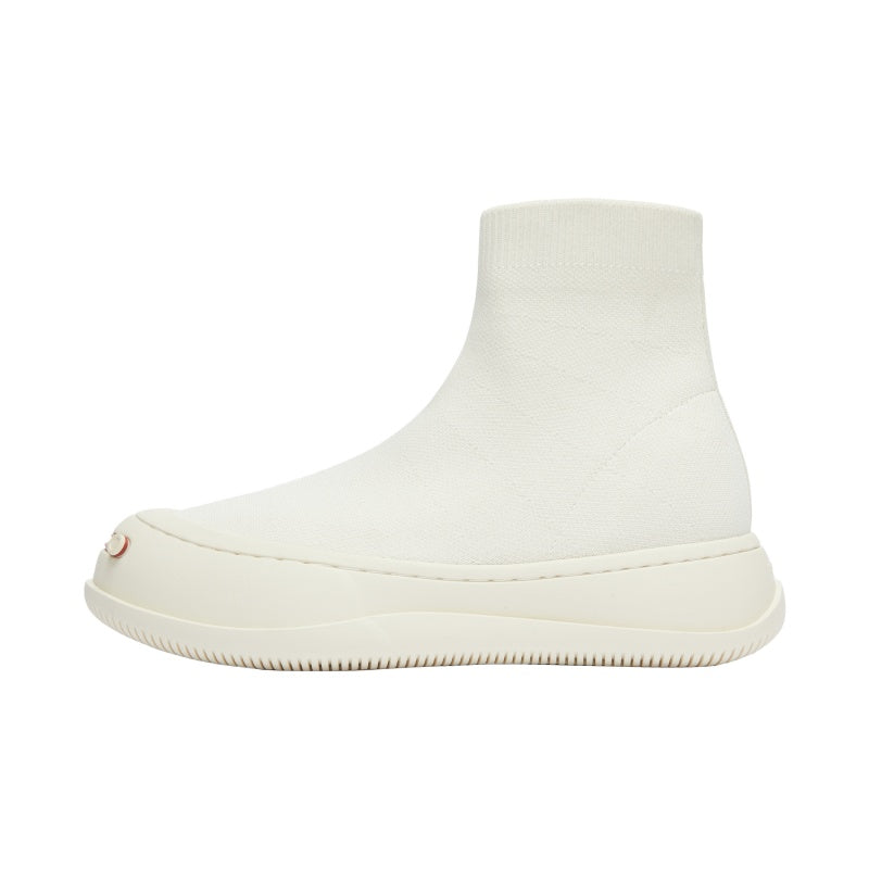 White Knit Sock High-Top Platform Sneaker