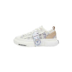 Beige Gray Frayed Tweed Platform Sneakers, Unisex Low Top Lace Up Shoes