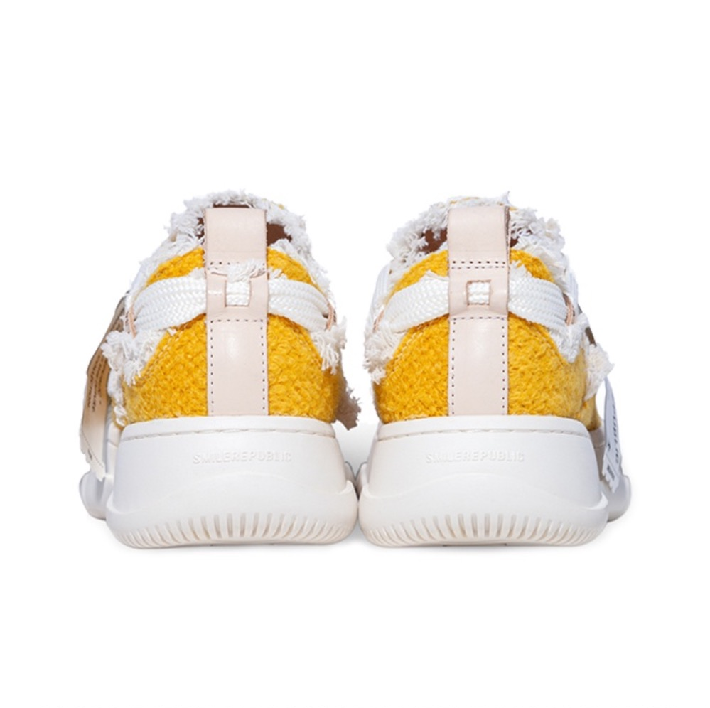 Sunset Yellow Tweed Fashion SB Sneaker - SMILEREPUBLIC Slip On Shoes Store