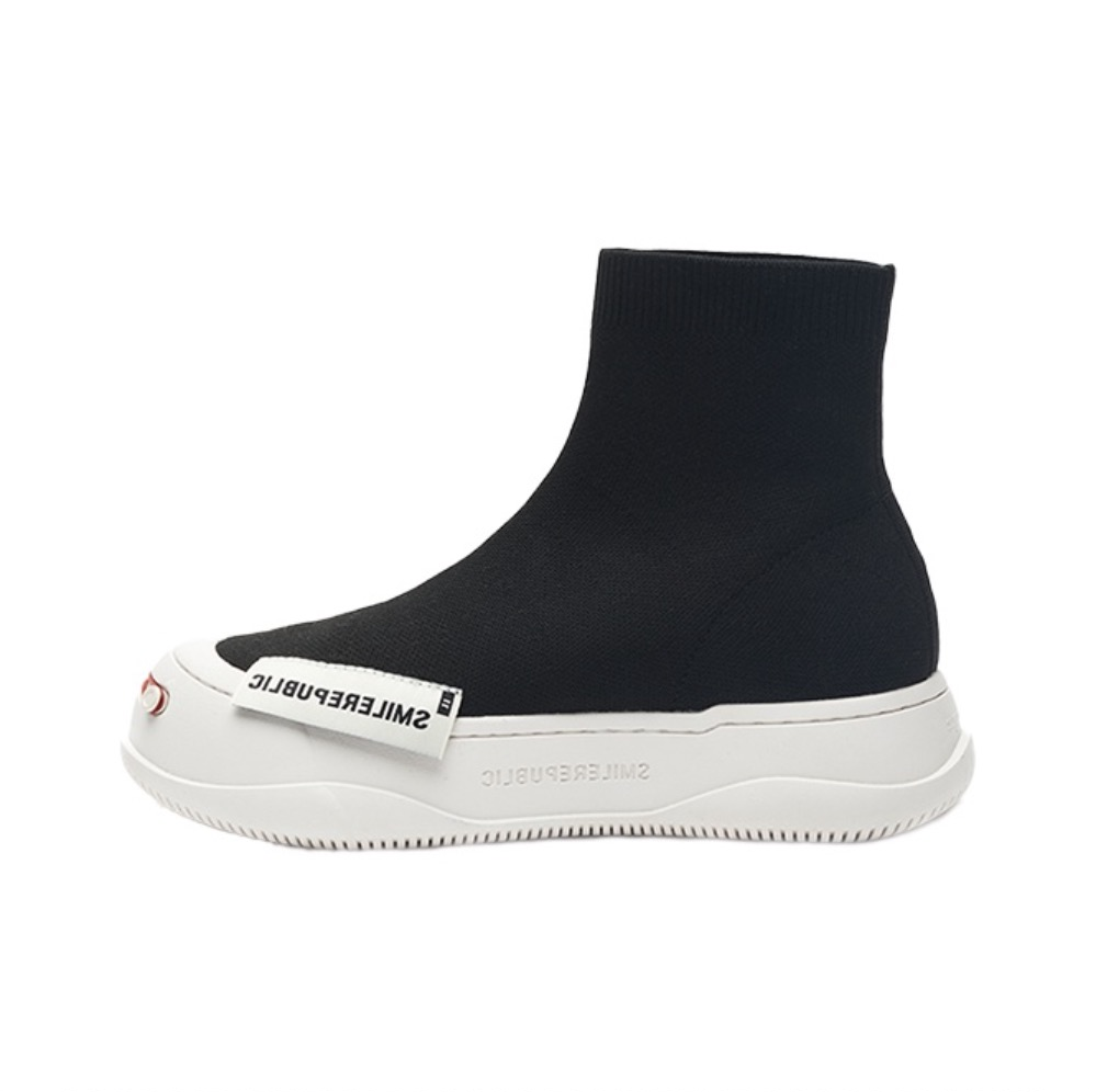 Black Weaving High Top Socks Shoes - SMILEREPUBLIC Slip On Shoes Store