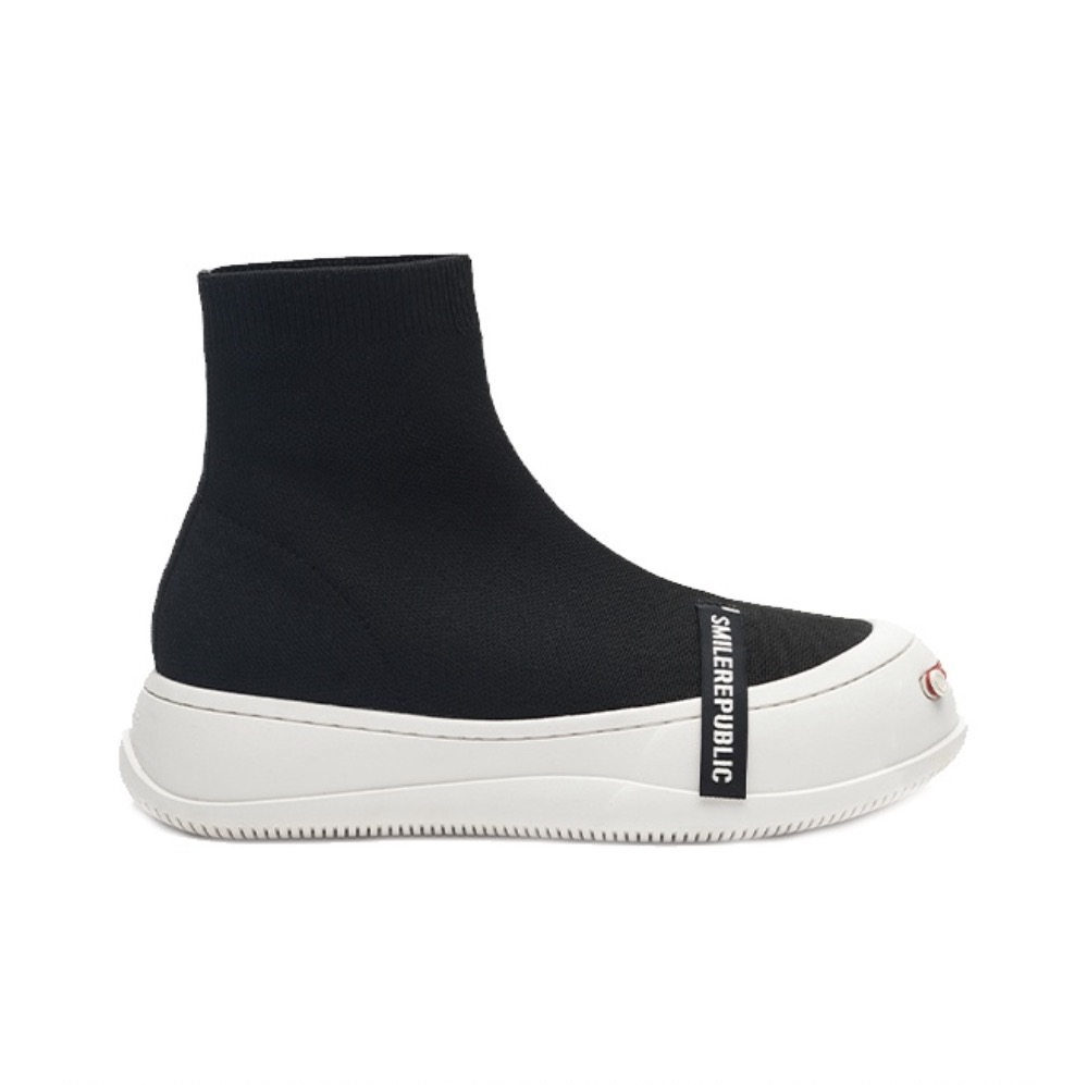 Black Weaving High Top Socks Shoes - SMILEREPUBLIC Slip On Shoes Store