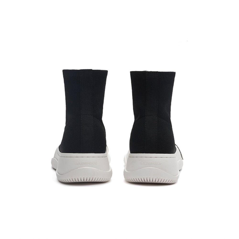 Black Weaving High Top Socks Shoes - SMILEREPUBLIC Slip On Shoes Store